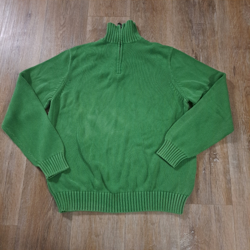 J. Crew Green Mock Neck 1/4 Zipper Men's Pullover Sweater Size XL